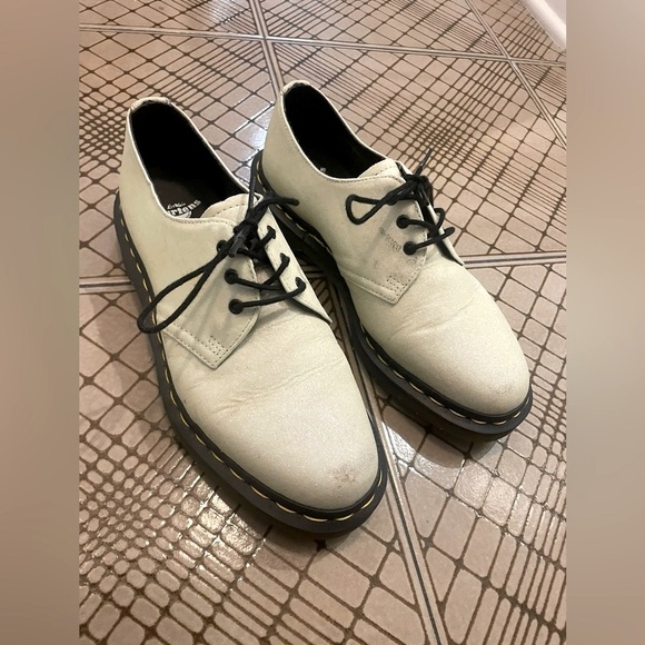Dr. Martens Cream Leather Sparkle Oxford Shoes - Picture 2 of 5